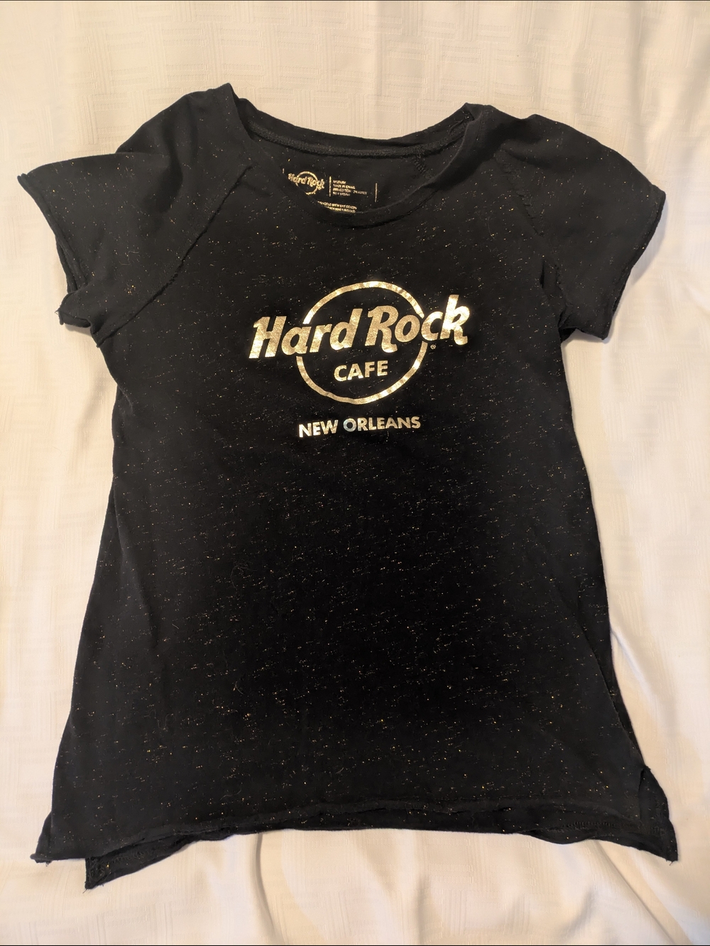 Hard Rock Cafe New Orleans Women's Black Tee with Gold Logo